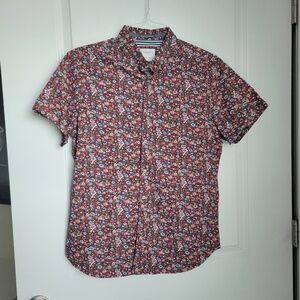 Men's Denim & Flower Button Down Shirt Size Medium
